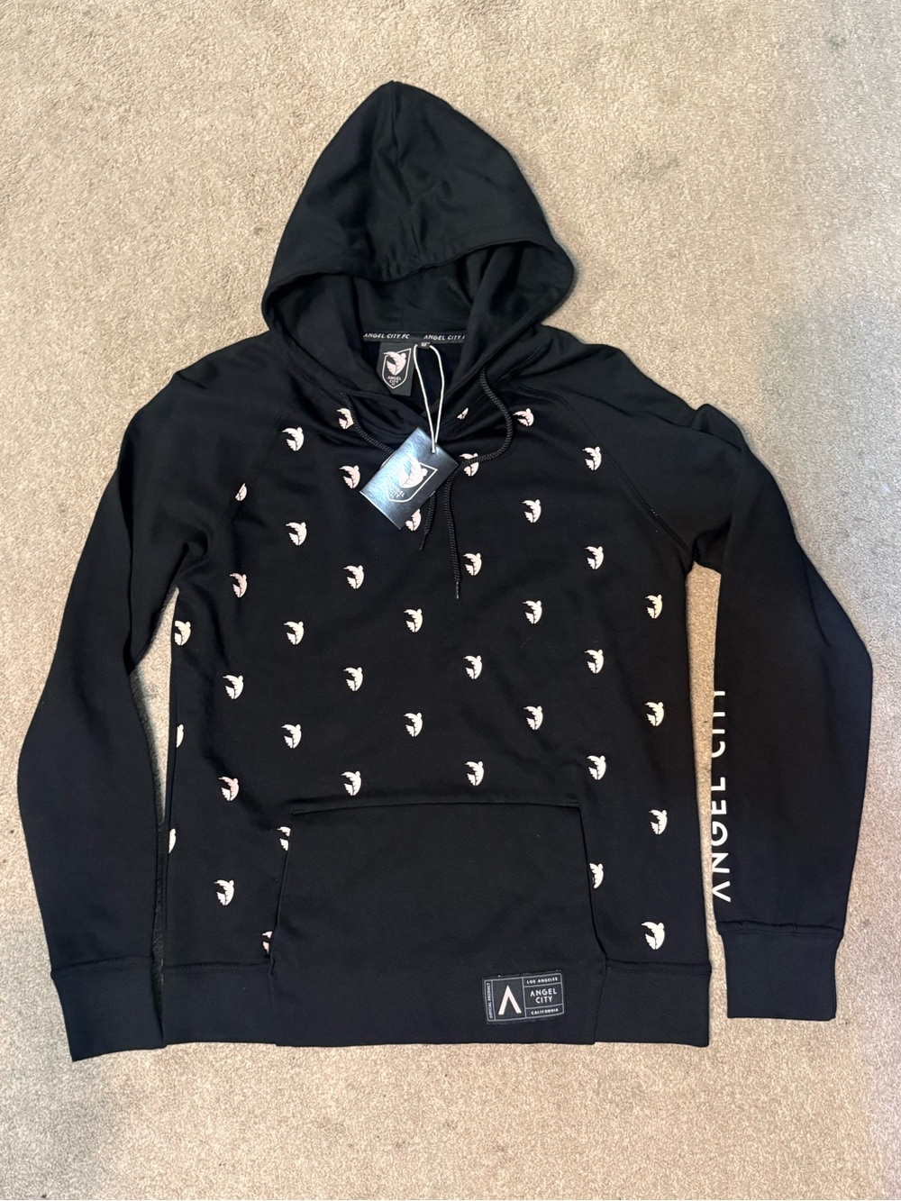 Angel City FC Black All Over Logo Hoodie Sweatshirt Size M